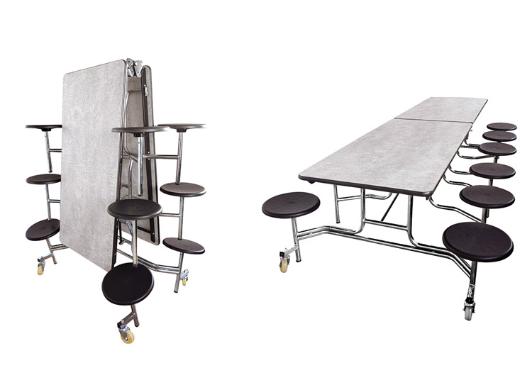 矩形圆凳面折叠餐桌